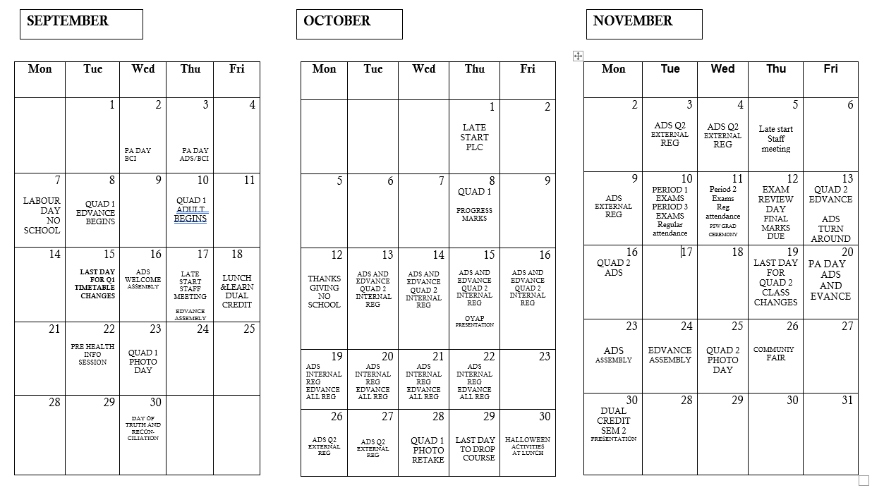 Q 1 Revised Calendar